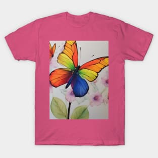 Rainbow Petals and Butterfly Symphony T-Shirt